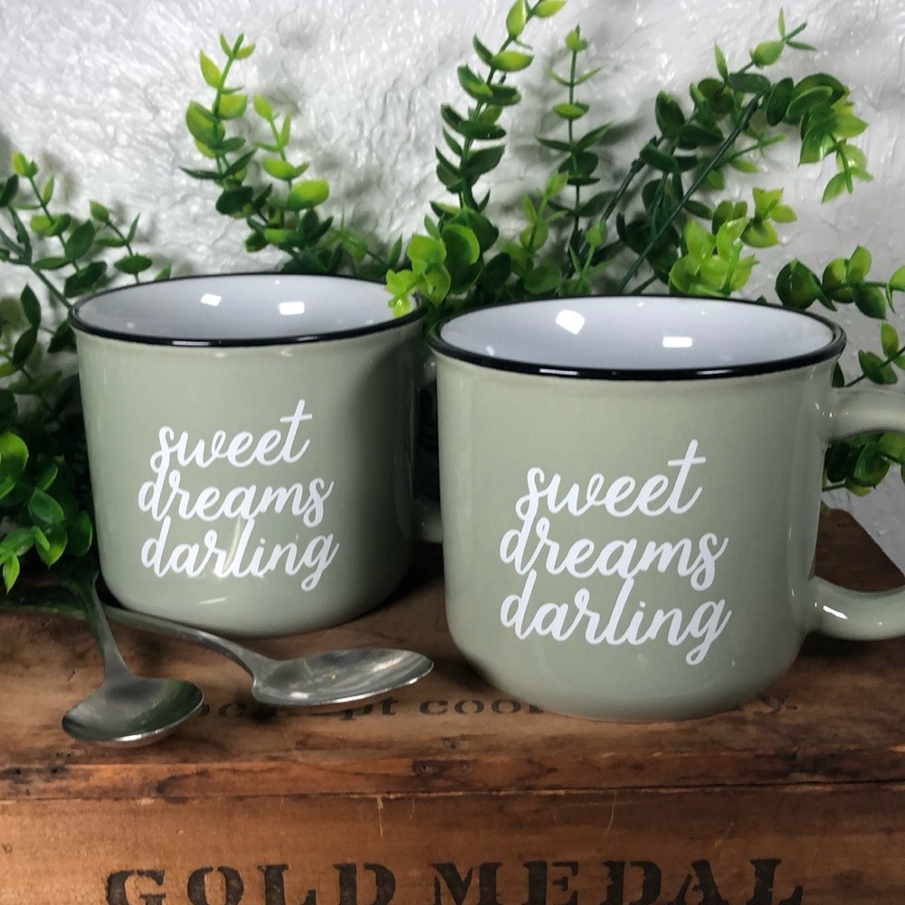 Sweet Dreams Darling Stoneware 14oz Mugs By Threshold Coffee Tea Cocoa Mugs NWT